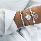 NEWBUY 23 Style Mix Turtle Heart Pearl Wave LOVE Crystal Marble Charm Bracelets for Women Boho Tassel Bracelet Femme Bijoux